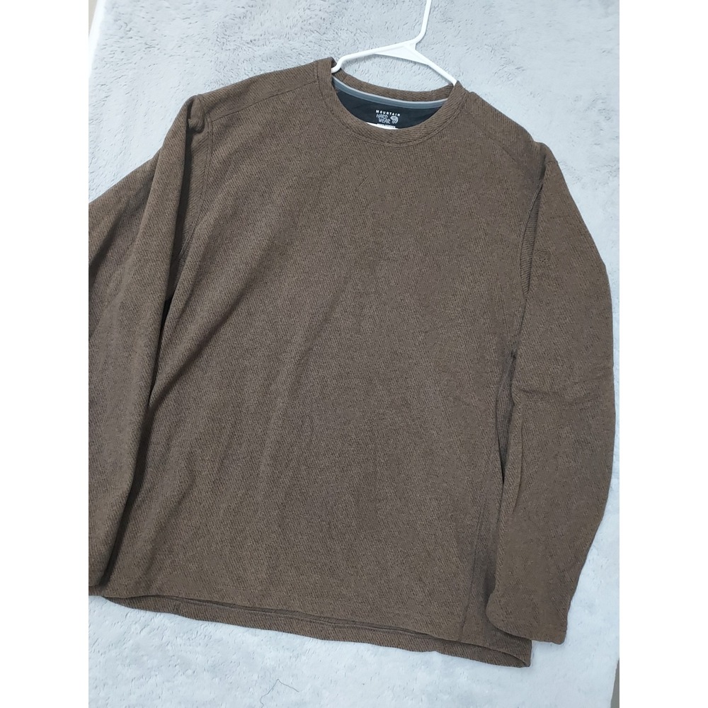 Mountain Hardwear Sweater Men XL Thermal Textured Brown Crew Neck Hiking Outdoor